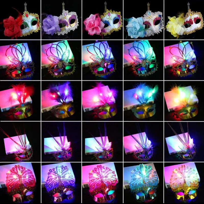 Модные женские мигающие светодиодные маски-бабочки для девочек мигающая маска