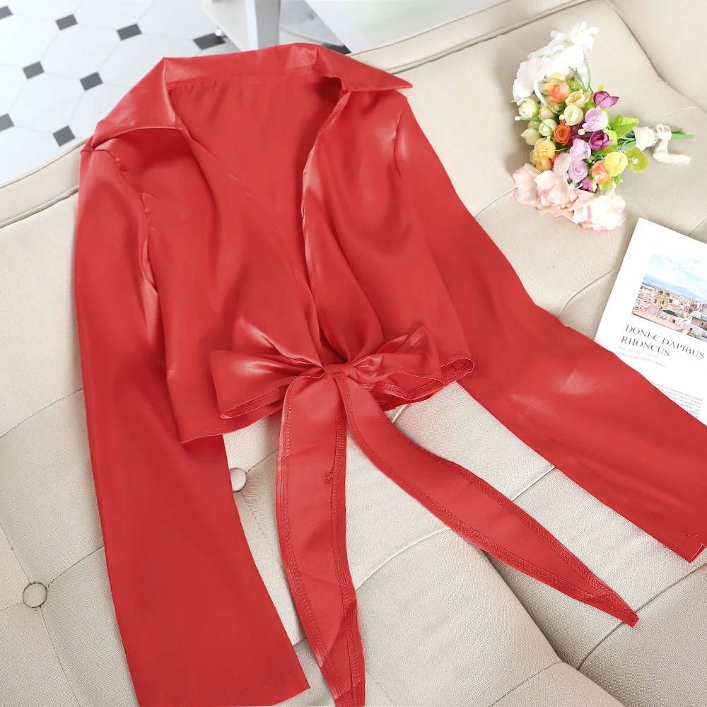 Женская атласная блузка HELIAR элегантная однотонная для ночного клуба весна осень