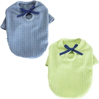knitted puppy clothes sweatshirt blue green dog hoodies for small medium dogs french bulldog york pet clothing dog shirt sweater