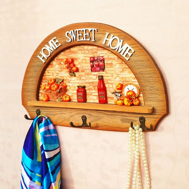 

Key Holder For Wall -3 Key Hooks-Wooden Wall Organizer Rack For Keys Coats For Office,Living Room, Bedroom