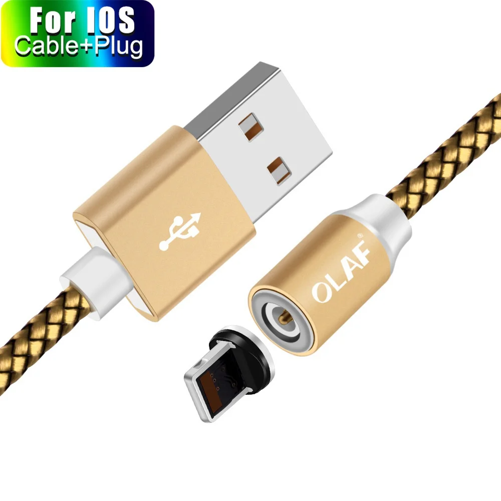 Gray For IOS Cable Магнитный кабель Олаф для iPhone XS Max XR, магнитное зарядное устройство, быстрая зарядка, кабель Micro usb type C, магнитное зарядное устройство, зарядный провод usb - Color: Gray For IOS Cable