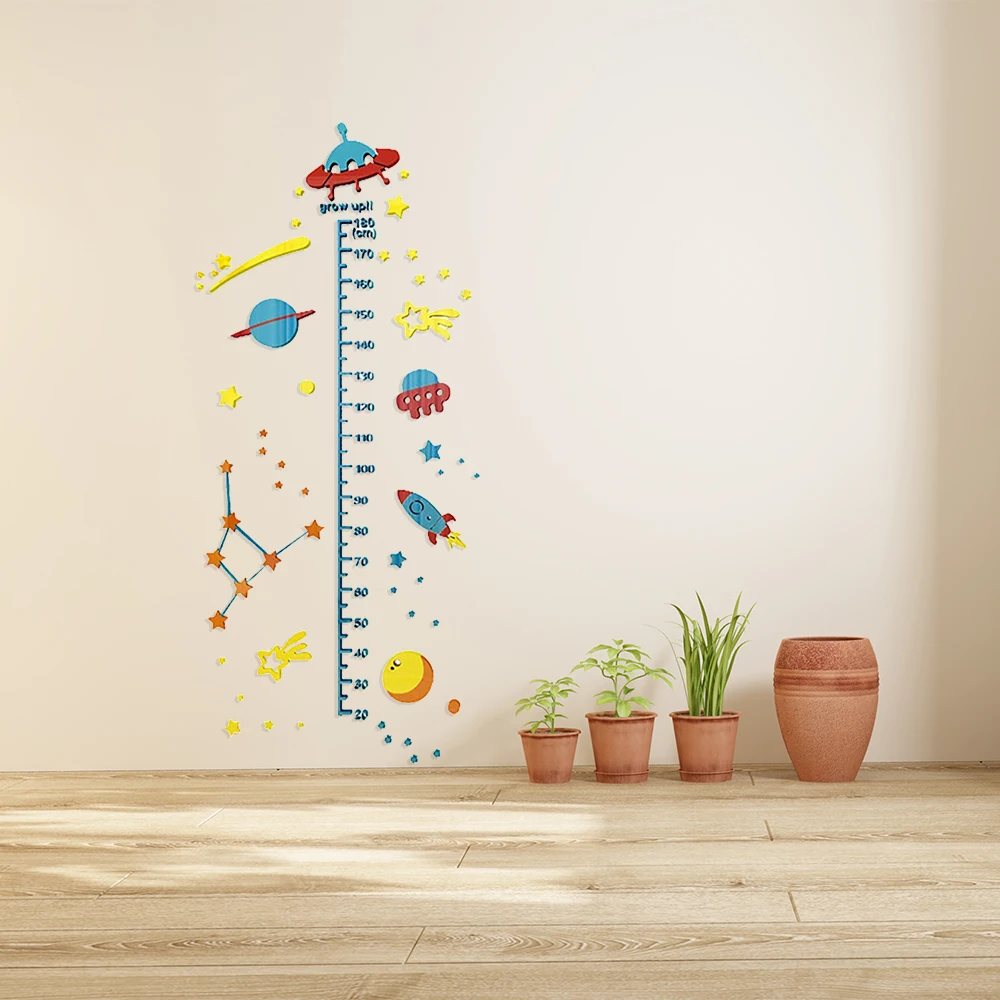 Мультяшная Вселенная 3D высота мерная Настенная Наклейка домашний Декор Сделай