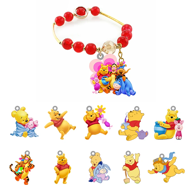

Disney Friendship Bracelet Piglet Tigger And Pooh Pendant Bracelet Resin Hand Strap Red Beaded Good Friend Bracelet Jewelry