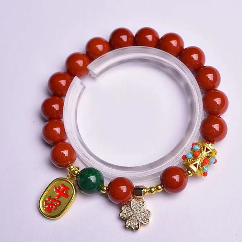 Красный агат исцеляющий браслет один круг кристалл ювелирные изделия бусины