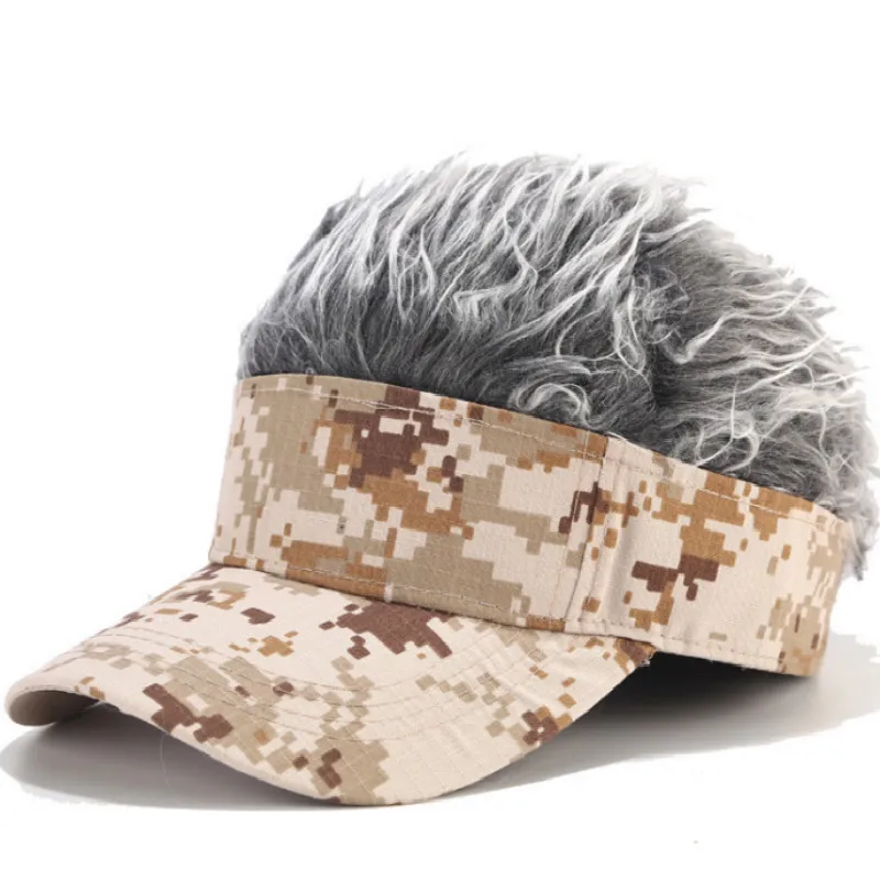 

Wig Camo Baseball Cap Hip Hop Spring Fall Faux Fur Men Snapback Hat Casual Curved Camouflage Sun Hat Outdoor Sports Cap Bone
