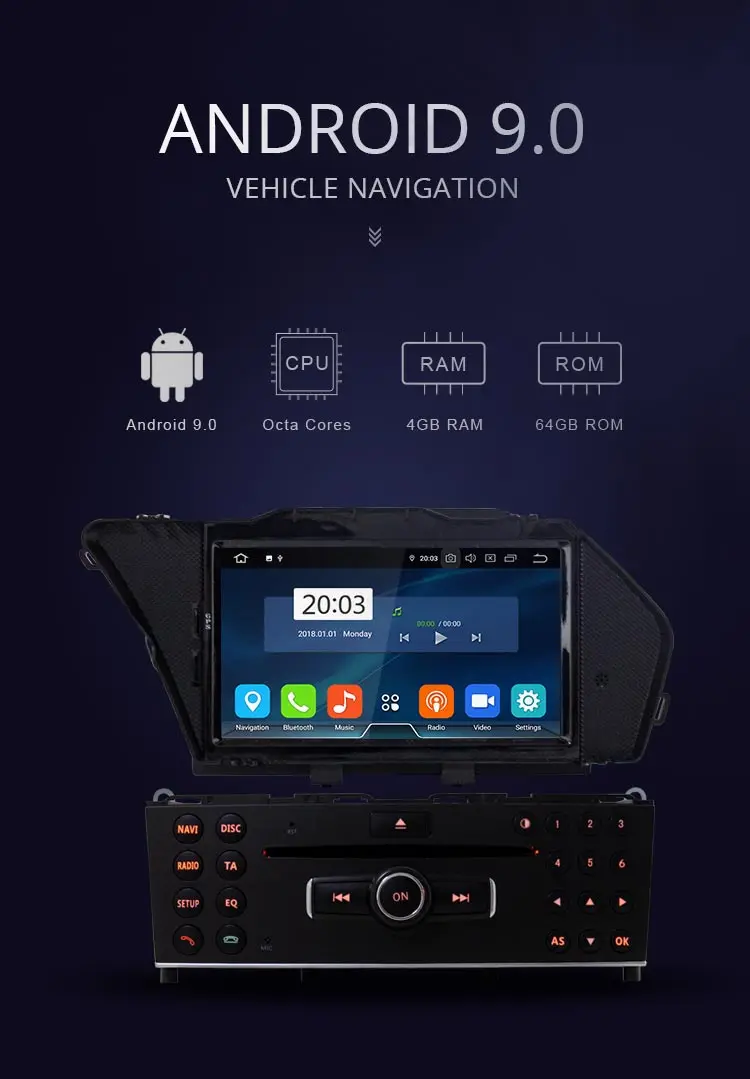 JDASTON Android 9,0 автомобильный dvd-плеер для Mercedes Benz GLK 2008 2009 2010 Мультимедиа gps стерео 1Din Автомагнитола 4+ 64