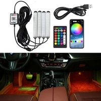 4pcs auto led rgb interior atmosphere strip light with app remote music control multiple modes foot ambient lamp for the car