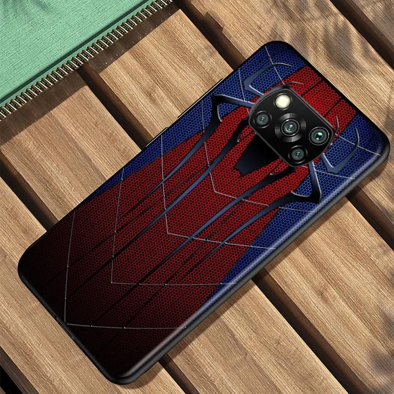 Marvel Superhero Logo For Xiaomi Poco C3 M3 M2 X3 NFC X2 F2 Pro F1 F3 Mi Play Mix 3 A2 Lite A1 6 5X Black Soft Phone Case
