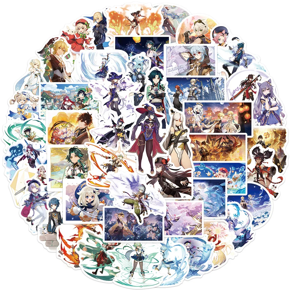 103050pcs new raiden shogun genshin stickers aesthetic anime game decal for suitcase luggage motor bicycle car kids stikers free global shipping