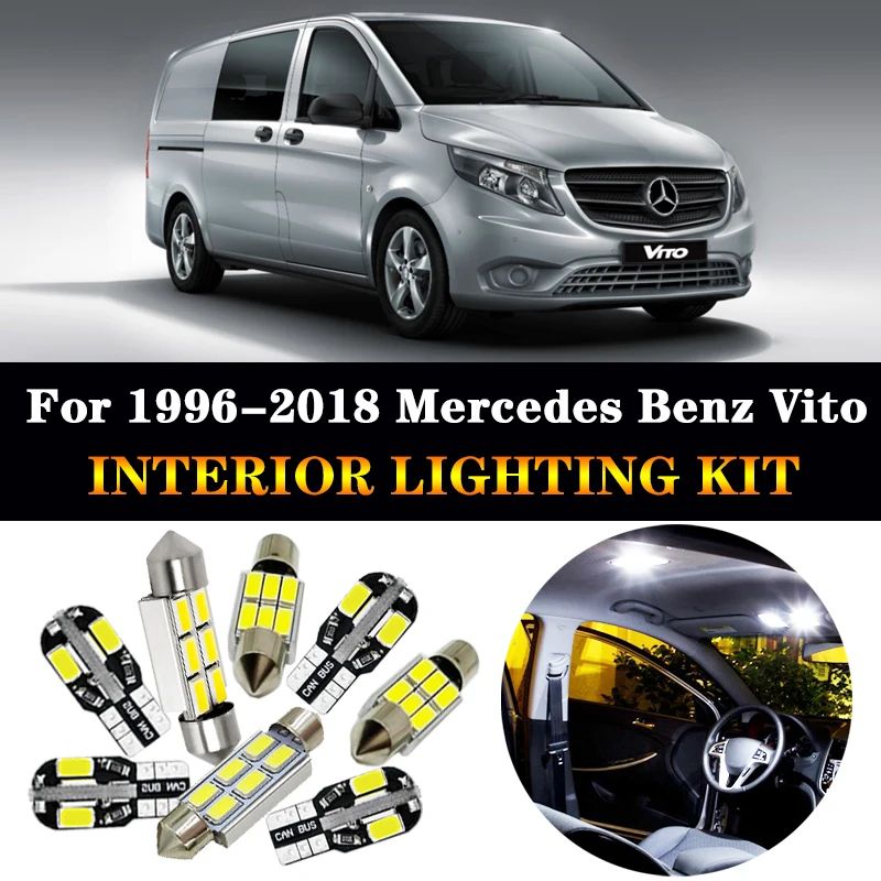 Белая светодиодная лампа Canbus без ошибок для номерного знака Mercedes Benz Vito W638 W639 W447 1996