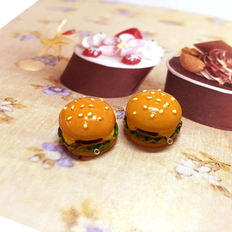 Симпатичные Мини-подвески из смолы в виде гамбургеров сэндвичей для