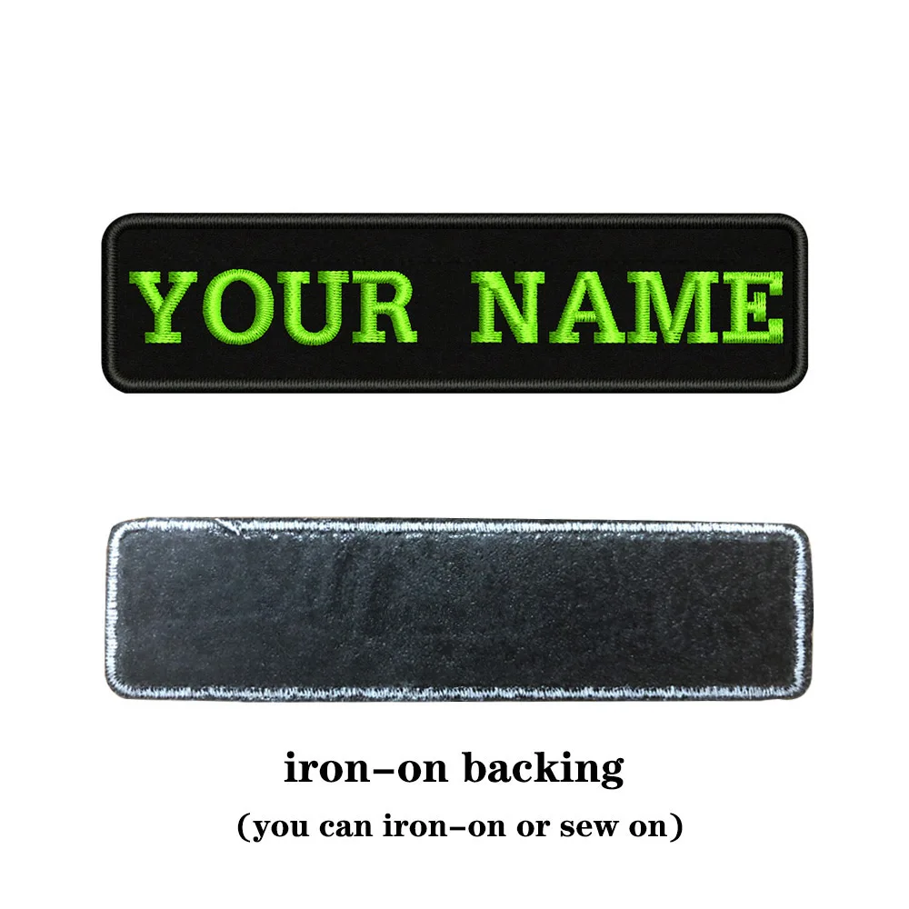 light green-iron on На заказ Вышивка имя заплатка с текстом 10 см* 2,5 см значок железная или пришить или липучка Подложка для одежды брюки рюкзак шляпа - Цвет: light green-iron on