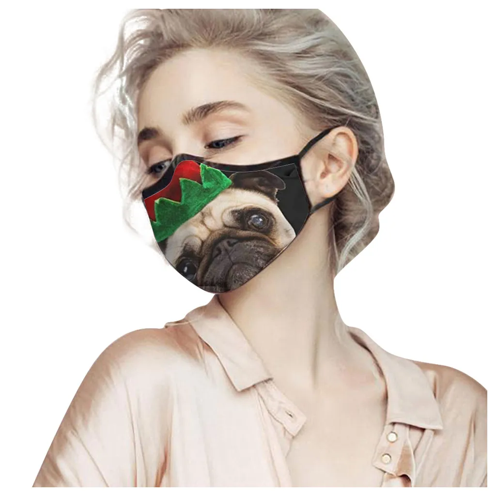 Взрослая стильная маска для лица с принтом на Рождество многоразовая дышащая