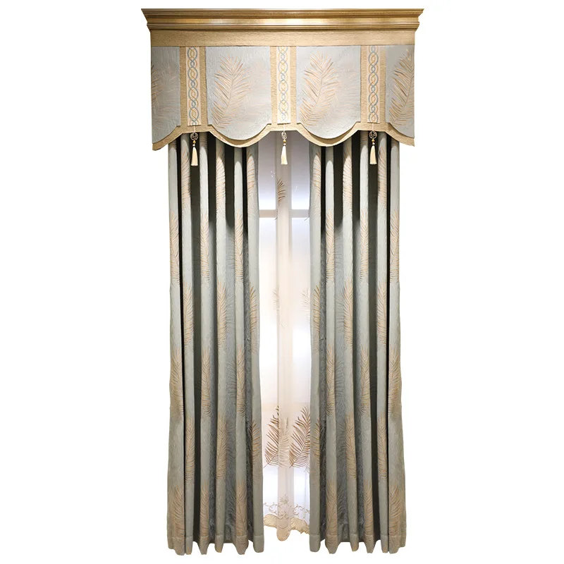 

Light Luxury European Curtains Golden Grey Blackout Curtains for Living Dining Room Bedroom