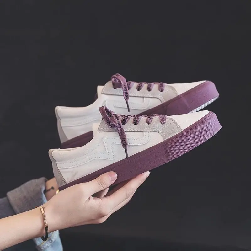 

2020 Fall New Women Color Matching Sneakers Flats Shoes Women Canvas Lace-up Breathable Vulcanize Shoes Casual Shoes NVX35