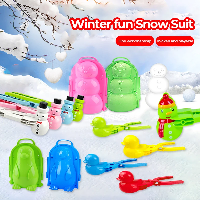 

Duck Shaped Snowball Maker Clip Children Outdoor Plastic Winter Snow Sand Mold Tool for Snowball Fight Outdoor Fun Sports Toys