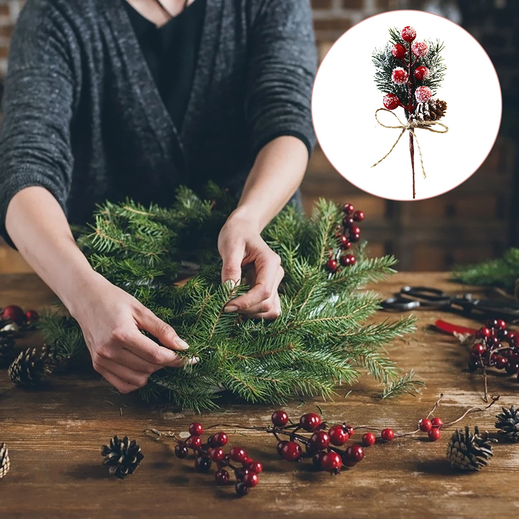 Поддельные ветки снега мороза сосны пластиковые рождественские украшения DIY