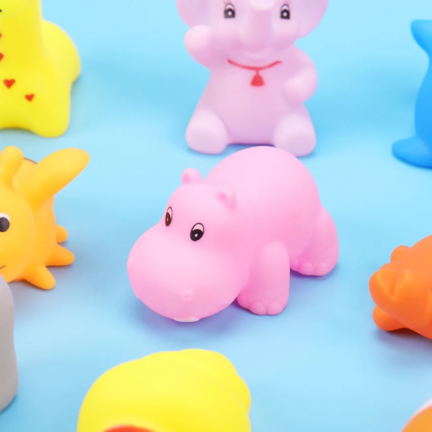 13PCS/ Set Baby Cute Animals Bath Toy Swimming Water Toys Soft Rubber Float Squeeze Sound Kids Wash Play Funny Gift