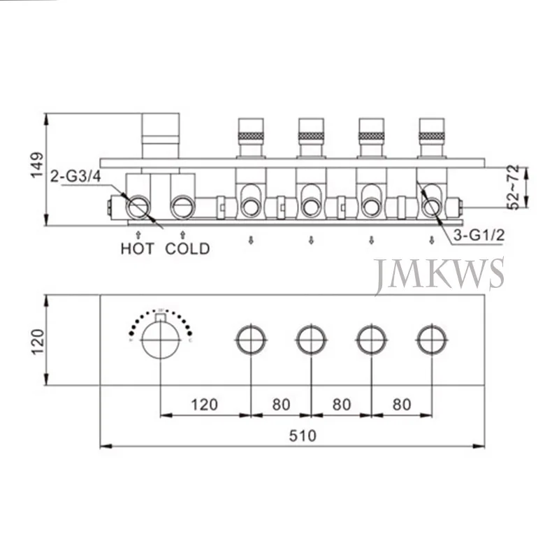 Thermostatic Mixing Valve 4 Ways Thermostatic Mixer Concealed Shower