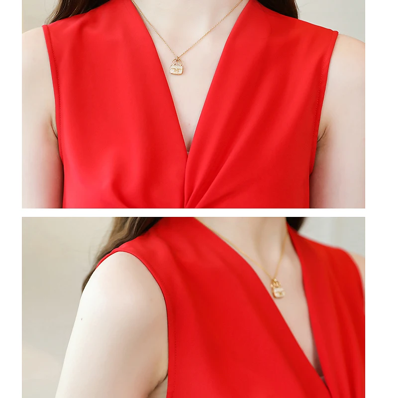 

Summer Sleeveless Women Blouses 2021 New Shirts Fashion Solid Temperament Thin White Tank Tops Blusas Chiffon Shirts 9200 50