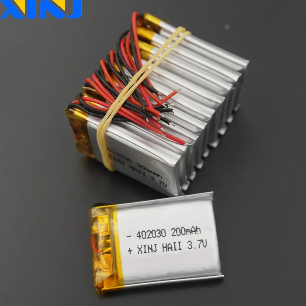XINJ 10 шт. 3 7 в 200 мАч полимерный литиевый аккумулятор Lipo Cell 402030 для MP3 музыкального