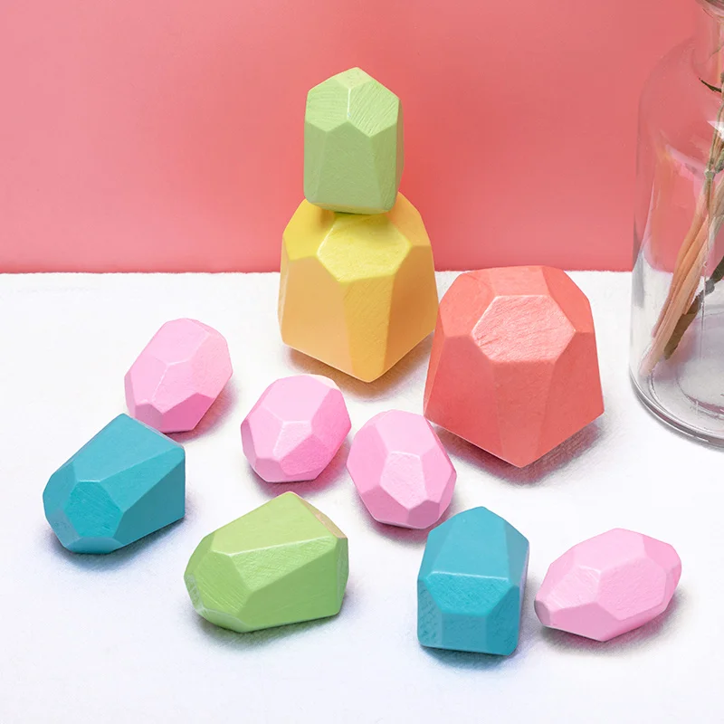 Деревянный Цветной Камень Дженга строительный блок обучающая игрушка