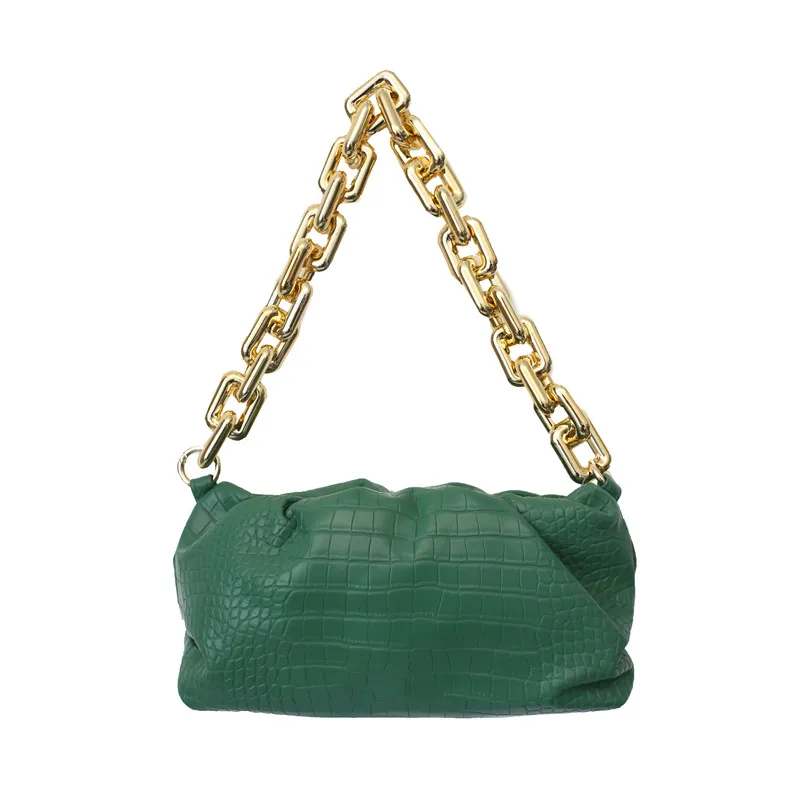 

Stone Pattern Small PU Leather Armpit Bags For Women 2020 Shoulder Handbags Female Travel Lady Party Bag Thick Chain