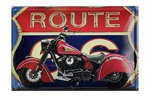 Route Motorcycle Modish Tin Sign Metal Sign Art Mural Pub Bar Home Cafe Chic Decorative