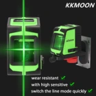 Лазерный уровень KKmoon с двумя линиями, инструмент для выравнивания окон с функцией звуковой сигнализации, лазерный уровень с зеленым лучом, горизонтальный и вертикальный лазерный уровень