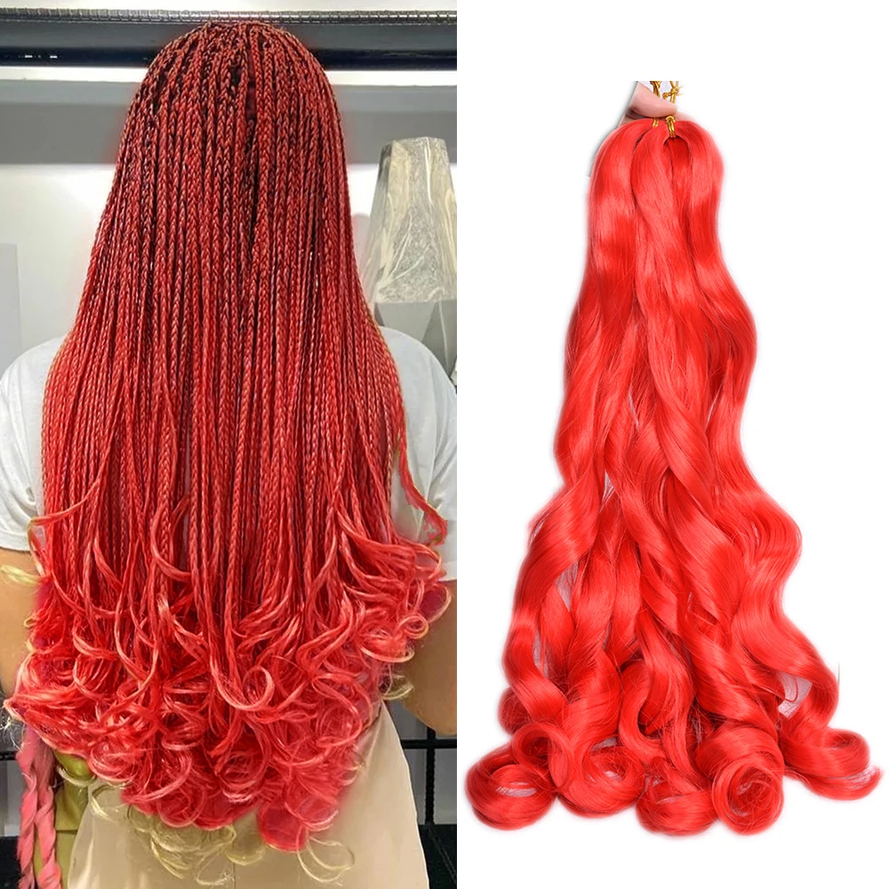 

24inch Loose Wave Spiral Curl Braid Synthetic Hair Ombre Pre Stretched Crochet Braiding Hair For Women Extensions French Curls