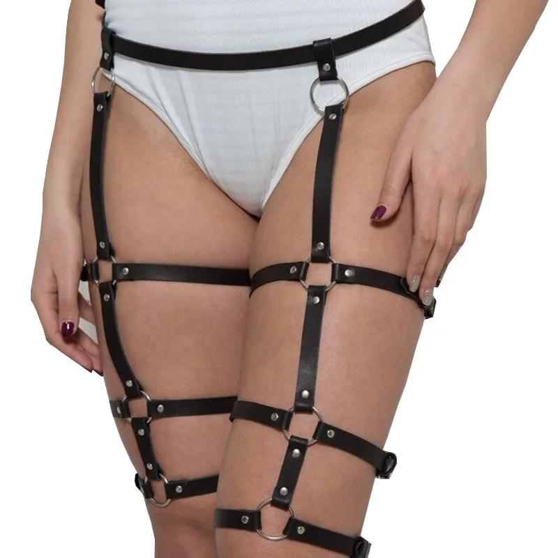 Харадзюку искусственная кожа нижнее белье ремни Чулки на подвязках для женщин