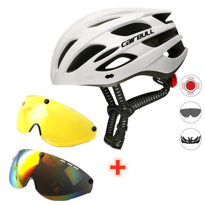 White 2lens 226 г 3 объектива велосипедный шлем Магнитные очки MTB дорожный велосипедный шлем с задним светом горный козырек велосипедный шлем BMX - Цвет: White 2lens