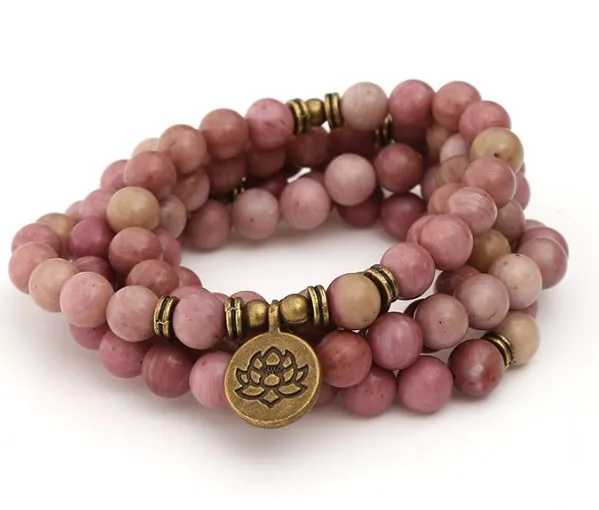 

red 108 beads 8mm elastic adjustable Lotus life tree Buddha OM eye Chakra Reiki agate Onyx Bracelet necklace fh4t