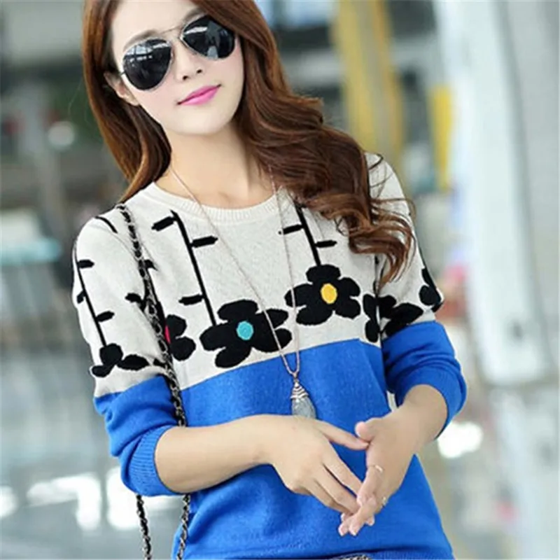 Осенне-зимний Новый Модный женский свитер одежда в Корейском стиле лоскутные