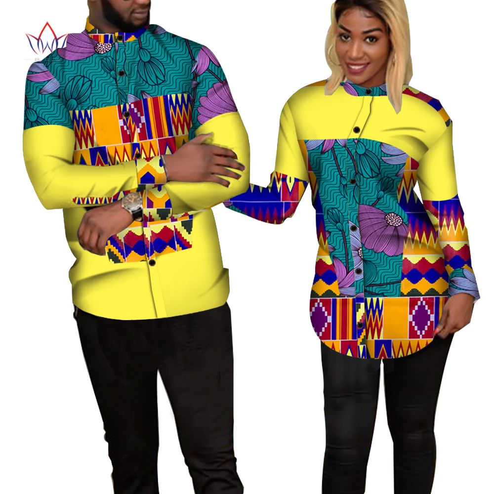 Bazin Riche одежда для пар Женская и Мужская Лоскутная рубашка с принтом африканская
