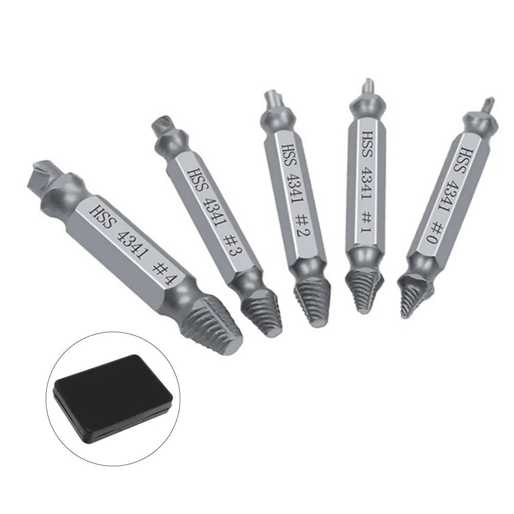 

5pcs Easy Out Home Tools Wire Stripping Accessories Multifunctional Durable High Speed Steel Broken Screw Extractor Set Removal