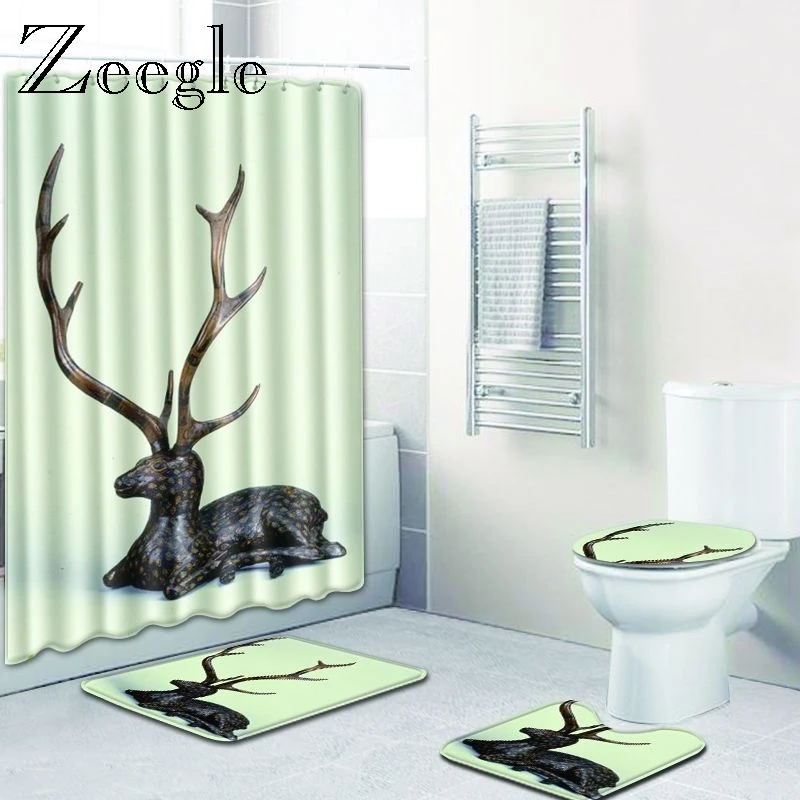 Zeegle Набор ковриков для ванной крышка унитаза коврик нескользящий