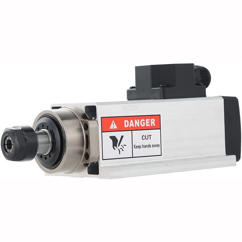 

2.2KW Square Air Cooled Spindle Motor ER20 220V 400HZ 24000RPM 4 Bearing for CNC Router Engraving Machine Milling Grinding