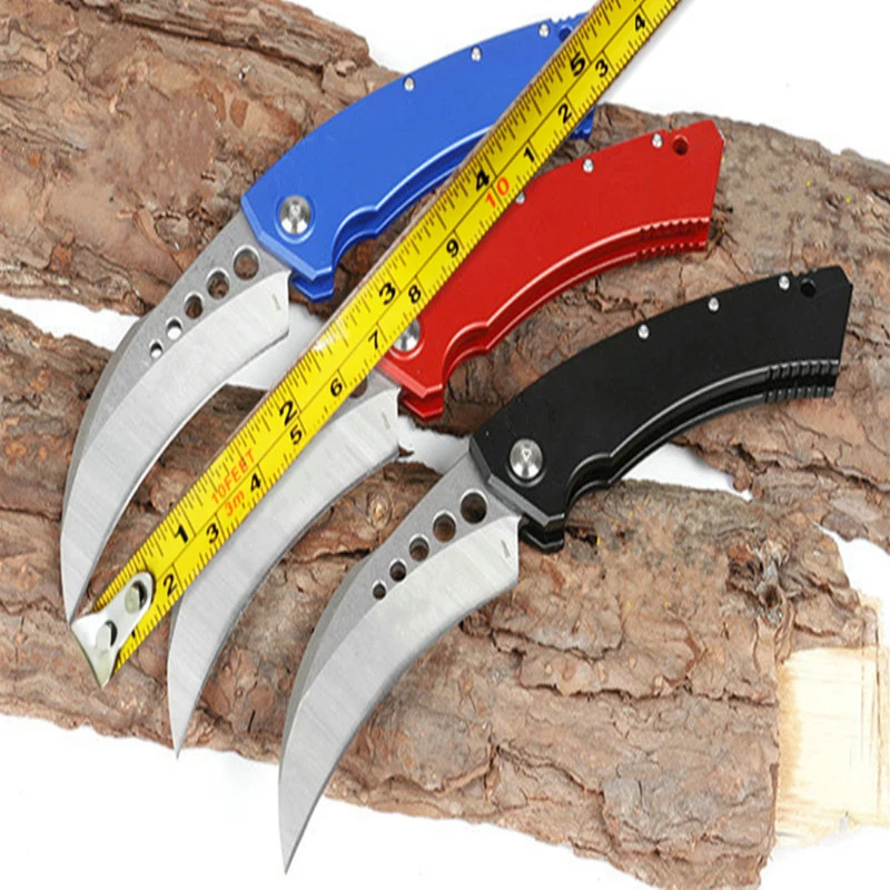 

Folding 132 Straight Claw Knife (Three Colors) 5cr15mov Aviation Aluminum Sharp Blade Pocket Survival Kitchen Camp Hunt Tool