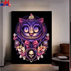 5D полноразмерная картина с фантазийным черепом 5D, сделай сам, алмазная живопись, вышивка крестиком, страна чудес, мультяшная мозаика с кошкой