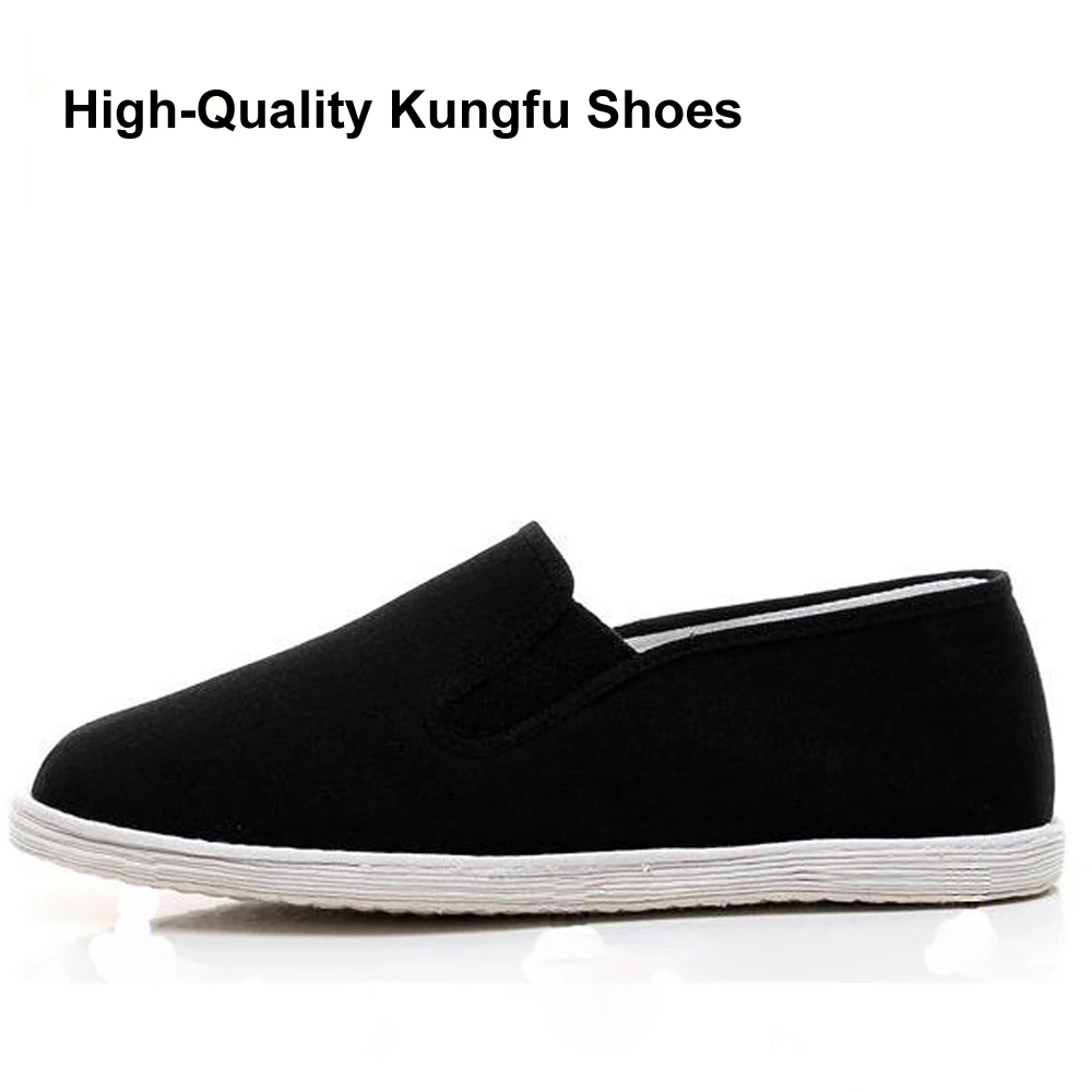 High Quality Black Cotton Shoes Bruce Lee Vintage Chinese Kung Fu shoes Wing Chun Tai Chi Slipper Martial Art Pure Cotton Shoes