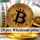 10 шт. сувенирная монета-Биткойн позолоченная металлическая монета Коллекционная большая подарочная битная монета художественная коллекция BTC памятная монета
