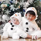 0-3Years новорожденных, малышей и детей младшего возраста состоящий из для маленьких мальчиков и девочек, рождественские боди со снеговиком, сапоги с высоким голенищем из плюша с длинными рукавами комбинезон теплые весенне-Осенние костюмы
