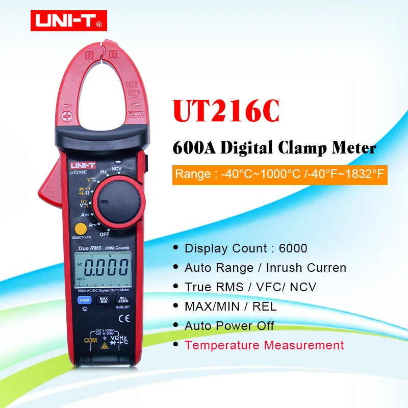 Цифровые токоизмерительные клещи UNI T UT216C истинное среднеквадратичное значение
