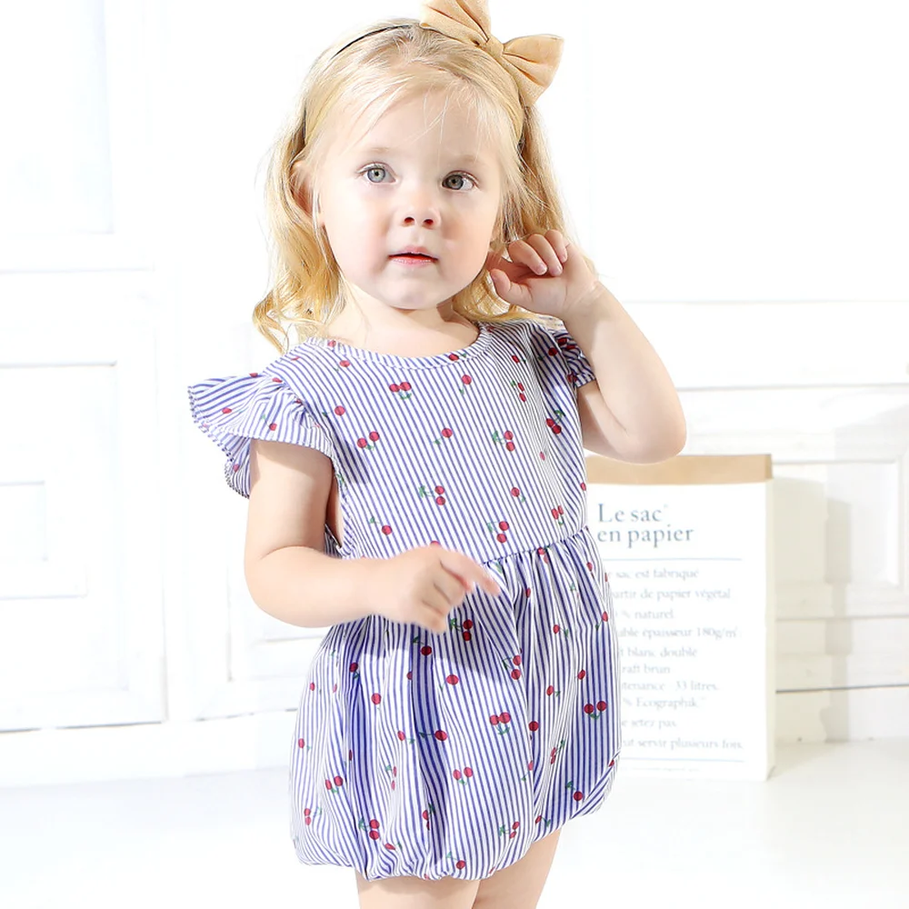 Комбинезон для маленьких девочек с принтом вишни Триангуляционные штаны Летняя