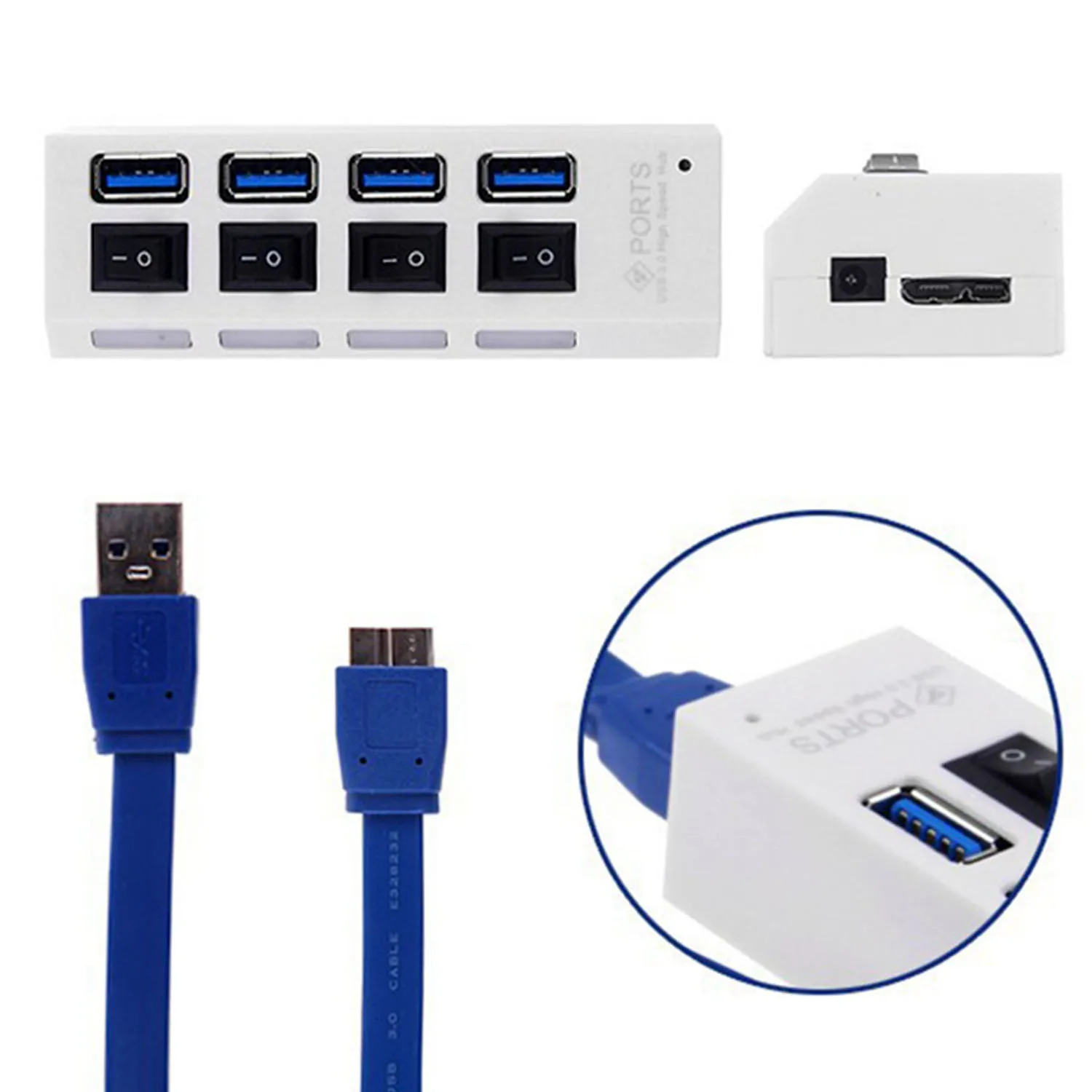 Besegad 4 портовый USB 3 0 концентратор USB3.0 высокая скорость зарядки хаб с