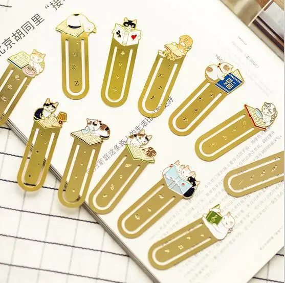 

1pcs/lot Pottering Cat Metal Bookmark for Reading , Cute Cat Book Markers as Office School Stationary Supplies