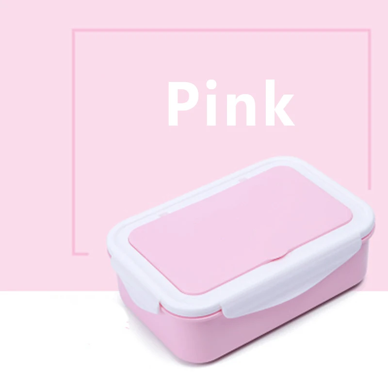 Pink lunch box 1400 мл, японский контейнер для обеда, Bento box, контейнер для хранения еды, Bento с ложками, палочки для еды для детей - Цвет: Pink lunch box