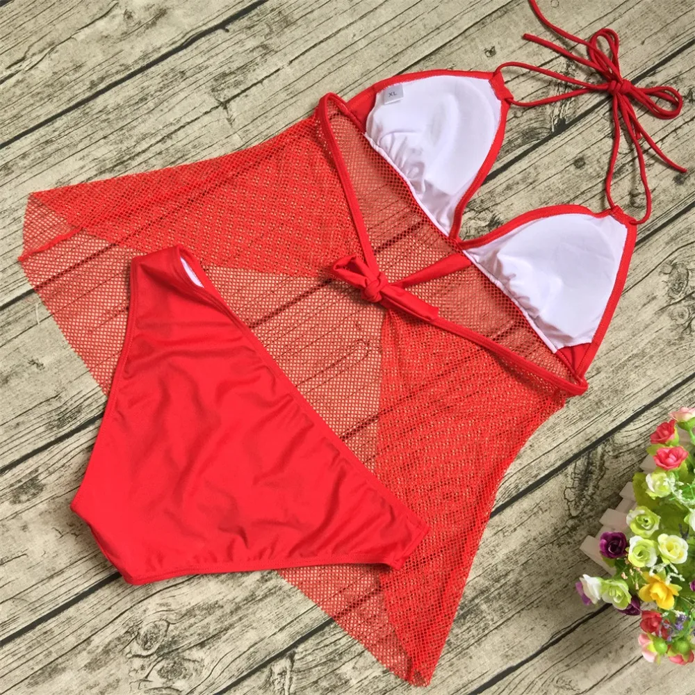 Женский Одноцветный сетчатый бикини купальник пуш ап с низкой талией купальный