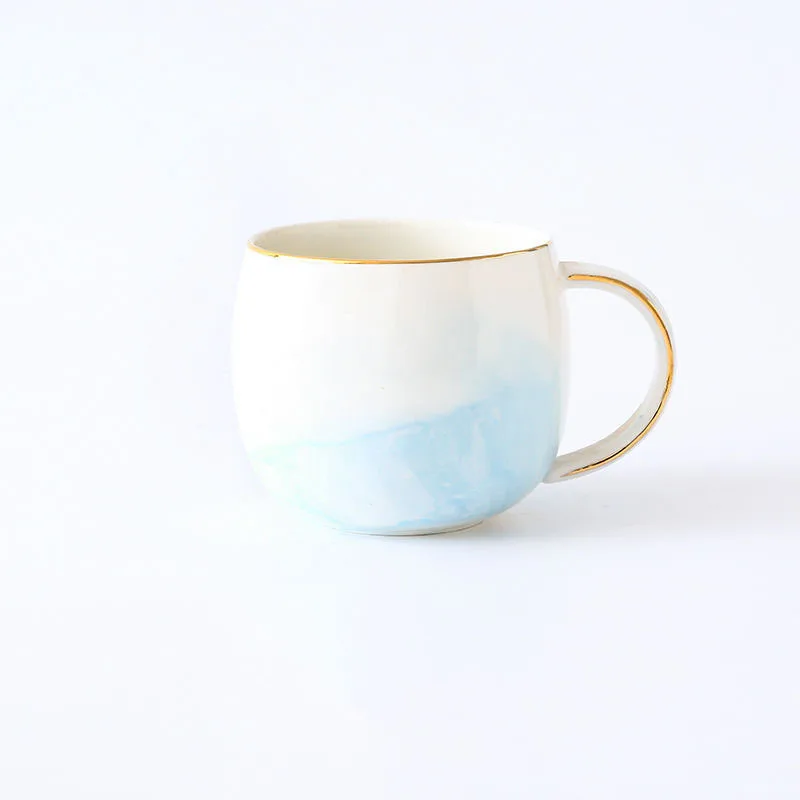 Креативная мраморная керамическая чашка пара на чашке с золотым боковым